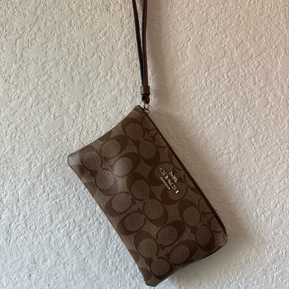 Coach Signature Brown Wristlet